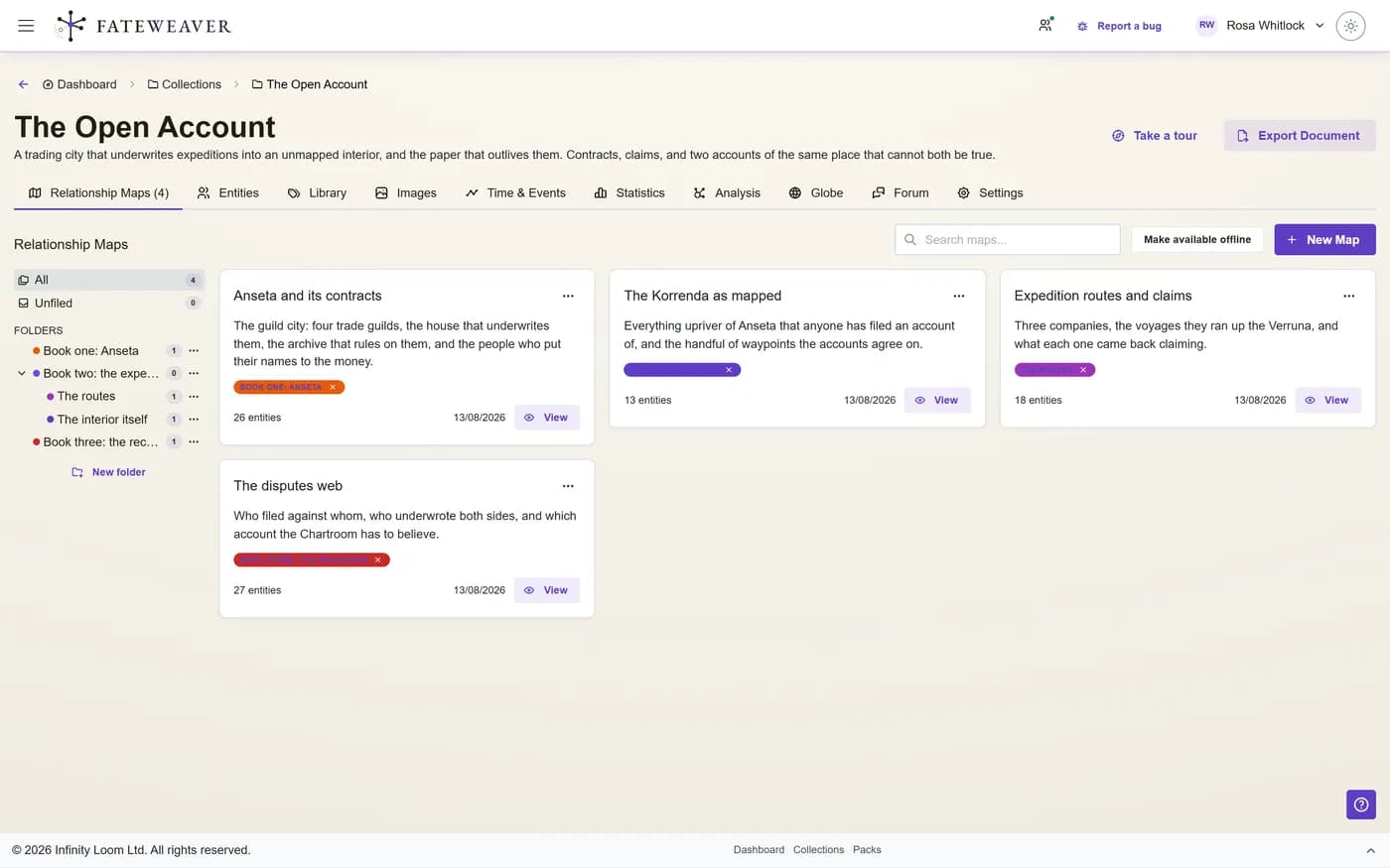 A collection overview showing its maps, entities, images, and taxonomy in one place.